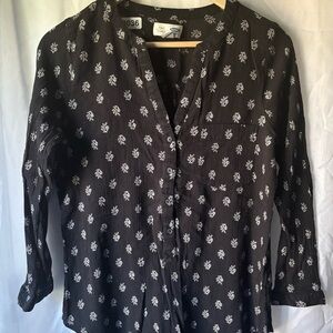 Old Navy Black Tunic with White Floral Design